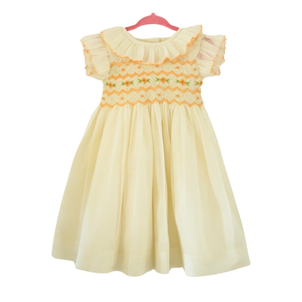 Charming Cream Dress with Orange Accents